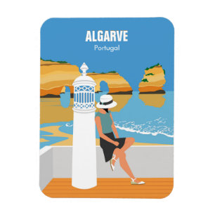 Algarve-Strand-Mädchen-Reise im Vintage-Stil Magnet