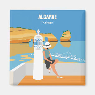 Algarve-Strand Mädchen Reise im Vintage-Stil Magnet