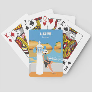 Algarve-Strand-Mädchen-Reise im Vintage-Stil Spielkarten