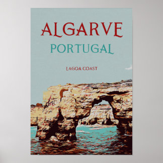 Algarve Strand Portugal Vintage Reise Poster