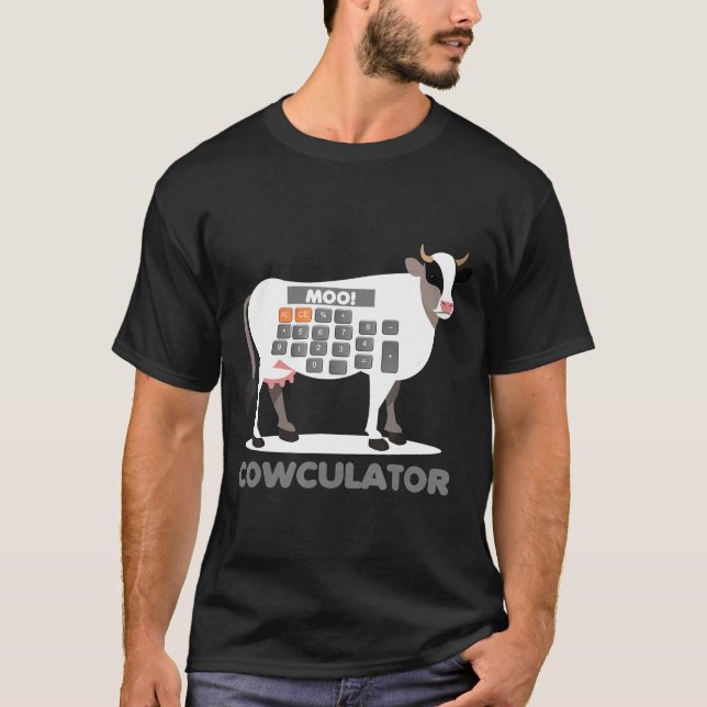 Algebra Math Calculator Funny Problem Solver Cow m T-Shirt (Vorderseite)