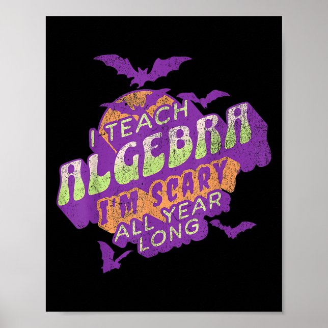 Algebra Teacher Halloween Soky Ghost Mathemat Poster (Vorne)