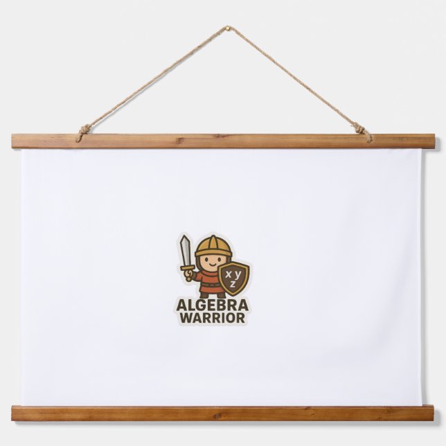 Algebra Warrior Sticker - Niedlicher Mathematiker Wandteppich Mit Holzrahmen (Vorne)
