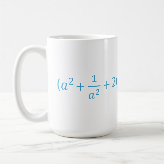 Algebraische Identität a^2 + 1 a^2 + 2 - 2  mathem Kaffeetasse (Links)
