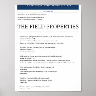 Algebraisches Feld Eigenschaften Poster
