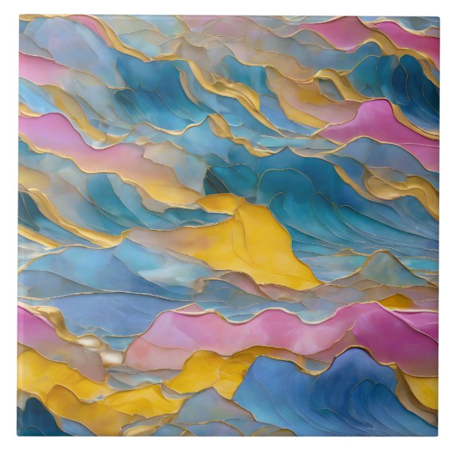 "Algeciras" Blaurosa Sandwellen Fliese (Vorderseite)