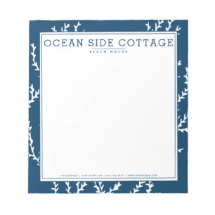 Algen, elegantes Indigo Nautical Beach House Stil Notizblock