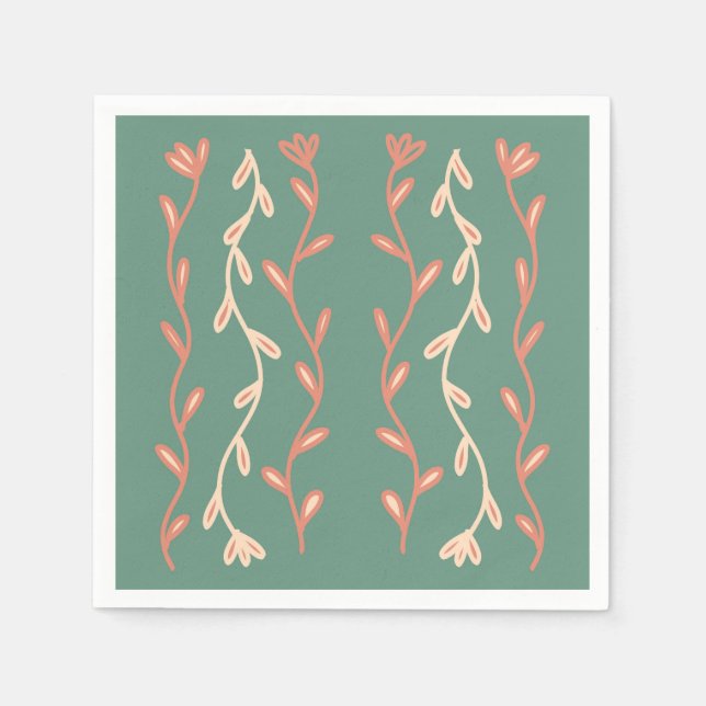 Algendesign in Grün und Rosa Serviette (Vorderseite)