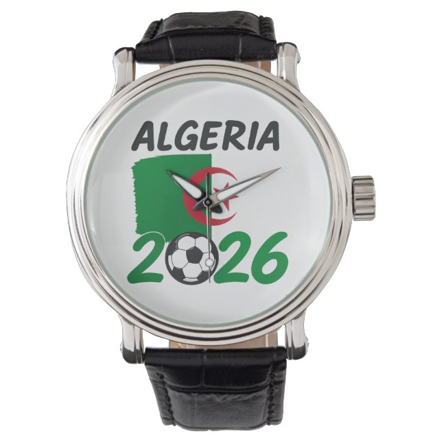 Algeria 2026 Soccer Fan Design with Crescent Star  Armbanduhr (Vorderseite)