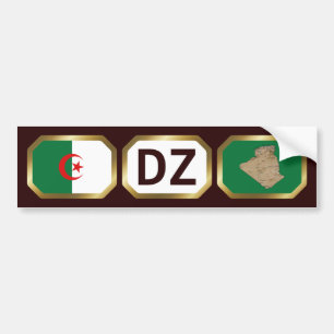 Algeria Flag Map Code Bumper Sticker Autoaufkleber