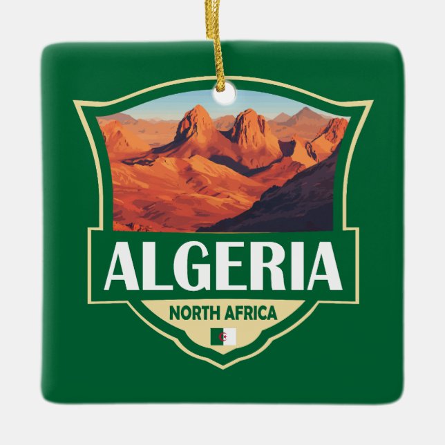 Algeria Illustration Retro Abzeichen Keramikornament (Vorderseite)