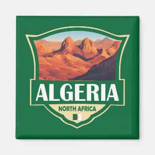 Algeria Illustration Retro Abzeichen Magnet