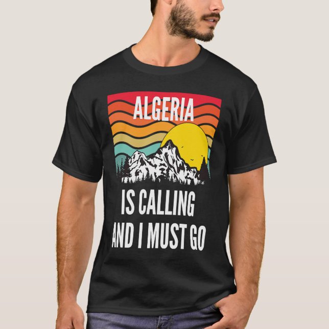 Algeria Is Calling And I Must Go, Wavy Sunset Desi T-Shirt (Vorderseite)