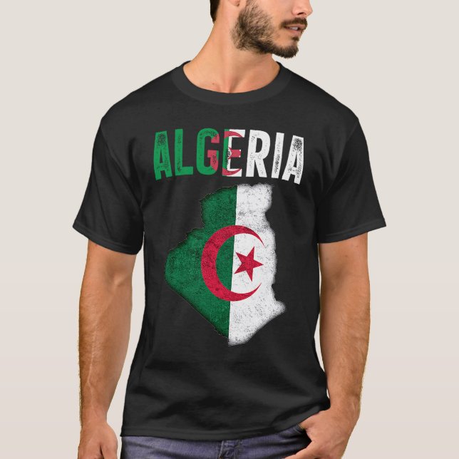 Algerian Algeria Country Map Flag T-Shirt (Vorderseite)