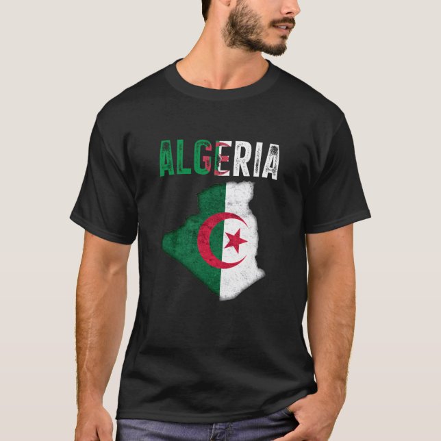 Algerian Algeria Country Map Flag T-Shirt (Vorderseite)