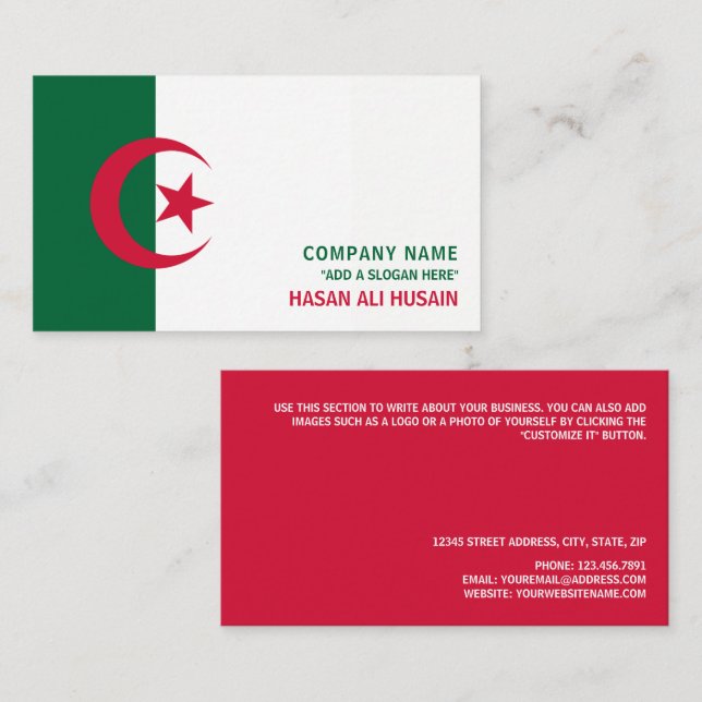 Algerian Flag Visitenkarte (Vorne/Hinten)
