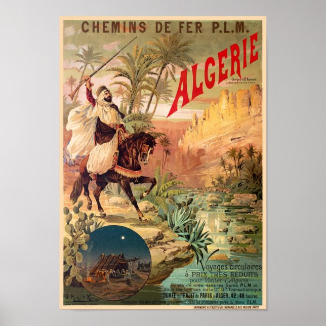 Algérie Vintage Railroad Poster 1891 (Vorne)