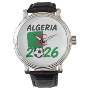 Algerien 2026 Fußballfan-Design mit Halbmond und S Armbanduhr