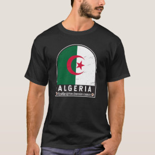 Algerien-Flagge Emblem Distressed Vintage T-Shirt