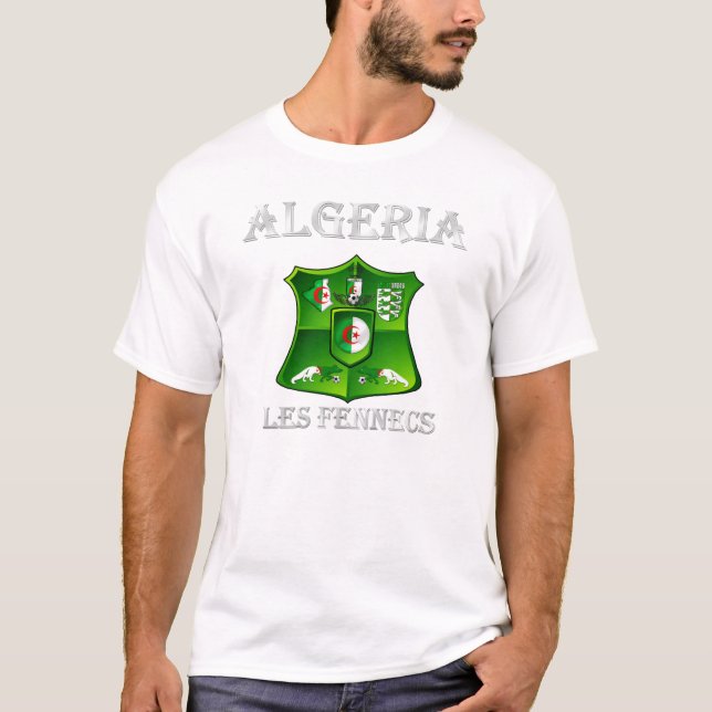 Algerien-Flagge Les Fennecs Fußball-Fußballschild T-Shirt (Vorderseite)