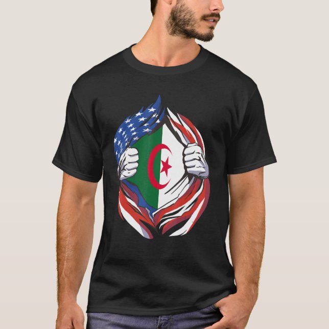Algerien Flaggenamerikaner meines algerischen Heri T-Shirt (Vorderseite)