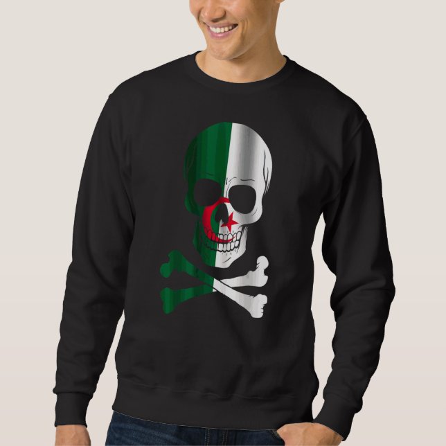 Algerien Flaggendesign Schädelflagge Algerien Sweatshirt (Vorderseite)
