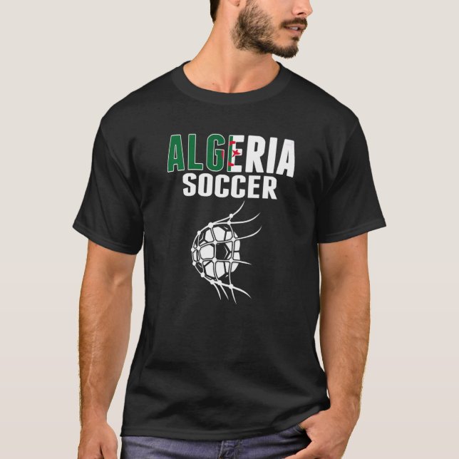 Algerien Fußball-Ball im Netz Algerischer Fußballs T-Shirt (Vorderseite)