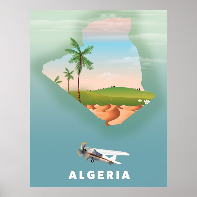 Algerien Illustriertes Reiseplakat drucken. Poster (Vorne)