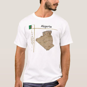 Algerien Karte + Flagge + T - Shirt