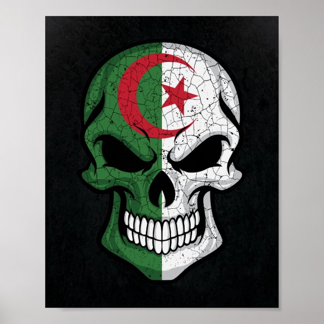 Algerien lächelt Schädelflagge Poster (Vorne)