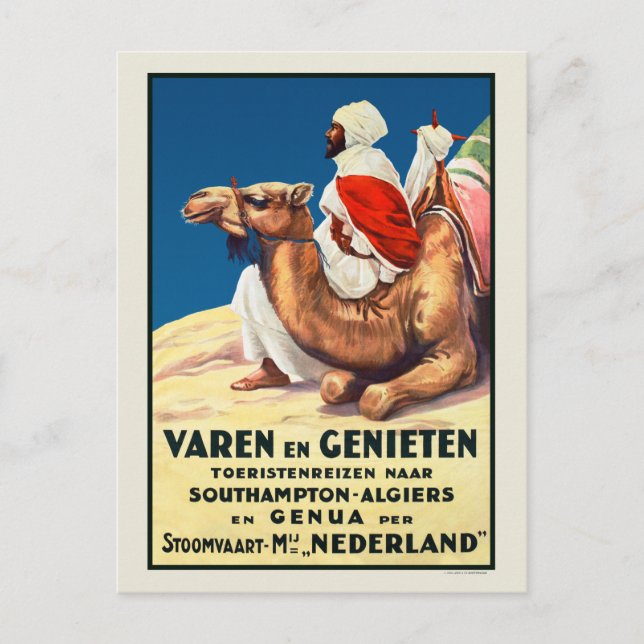 Algerien Niederlande Vintage Travel Poster 1926 Postkarte (Vorderseite)
