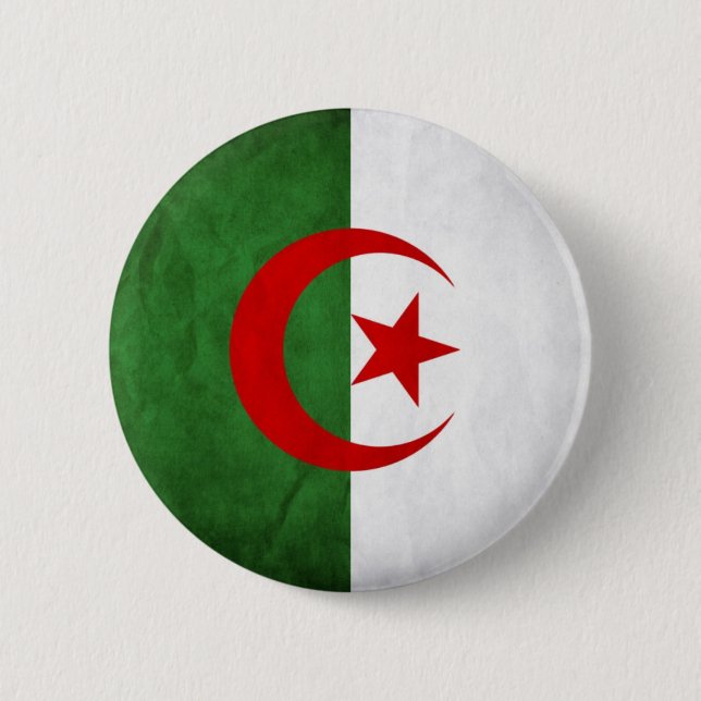 Algerien-Schmutz-Flagge Button (Vorderseite)
