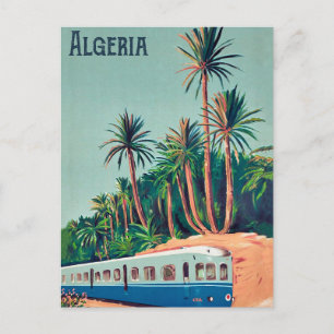 Algerien, Zug fährt an den Palmen vorbei Postkarte