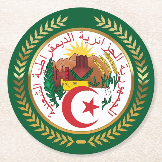 Algerienwappen Runder Pappuntersetzer (Vorderseite)
