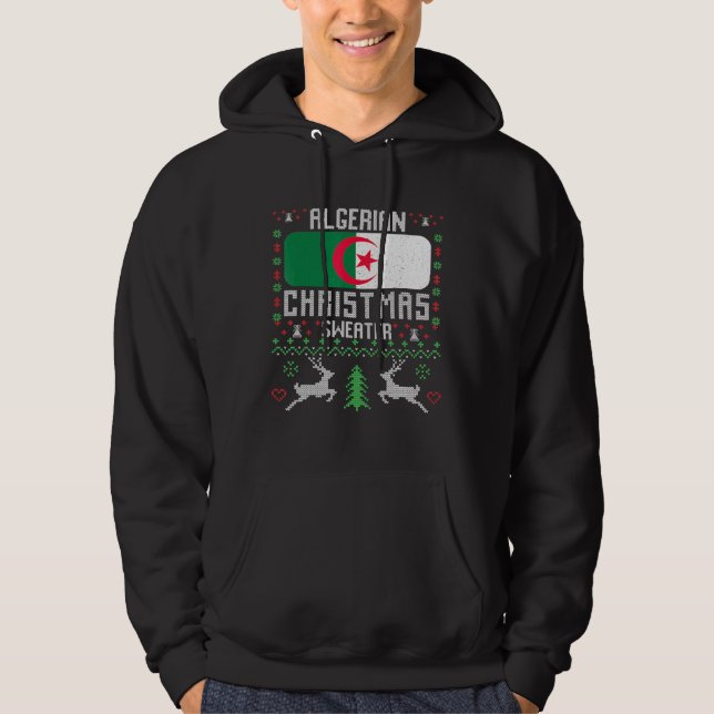 Algerische Flagge Algerischer Weihnachtssüßer Hoodie (Vorderseite)