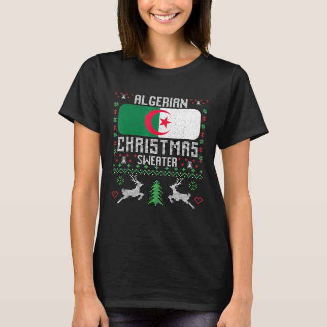 Algerische Flagge Algerischer Weihnachtssüßer T-Shirt (Vorderseite)