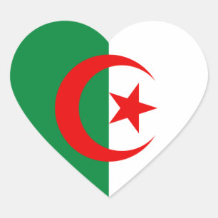 algerische Flagge Herz-Aufkleber