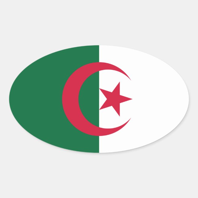 algerische Flagge Ovaler Aufkleber (Vorderseite)