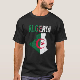 Algerischer Algerien-Landkarte-Flagge T-Shirt