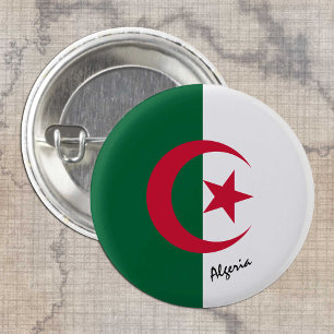 Algerischer Knopf, patriotische algerische Fahne-M Button