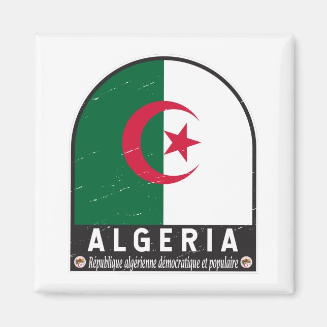 algerisches FlaggenEmblem beängstigend Vintag Magnet (Vorne)