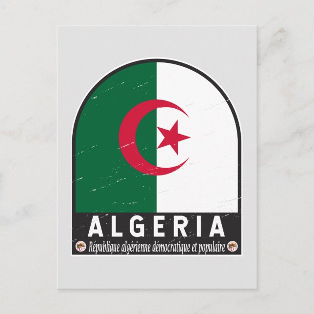 algerisches FlaggenEmblem beängstigend Vintag Postkarte (Vorderseite)