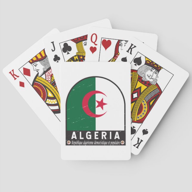 algerisches FlaggenEmblem beängstigend Vintag Spielkarten (Rückseite)