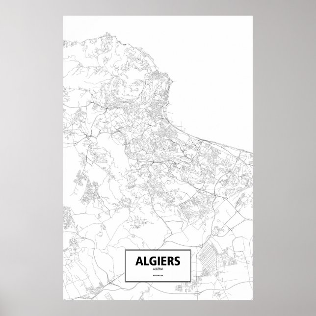 Algier, Algerien (schwarz auf weiß) Poster (Vorne)