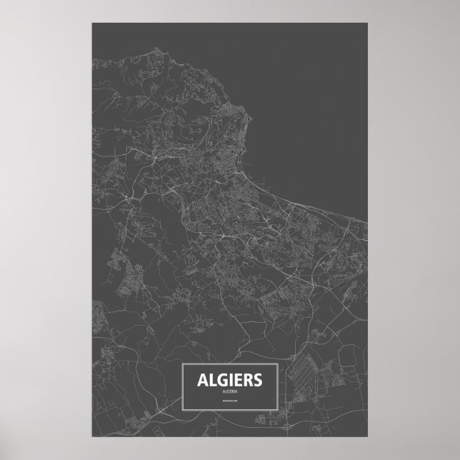 Algier, Algerien (weiß auf schwarz) Poster (Vorne)
