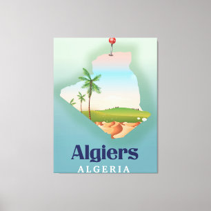 Algier Algerische Karte Reiseplakat Leinwanddruck