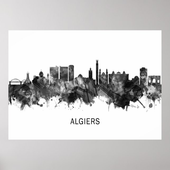 Algiers Algeria Skyline BW Poster (Vorne)