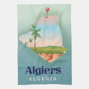 Algiers algerisches Fahrplakat Geschirrtuch