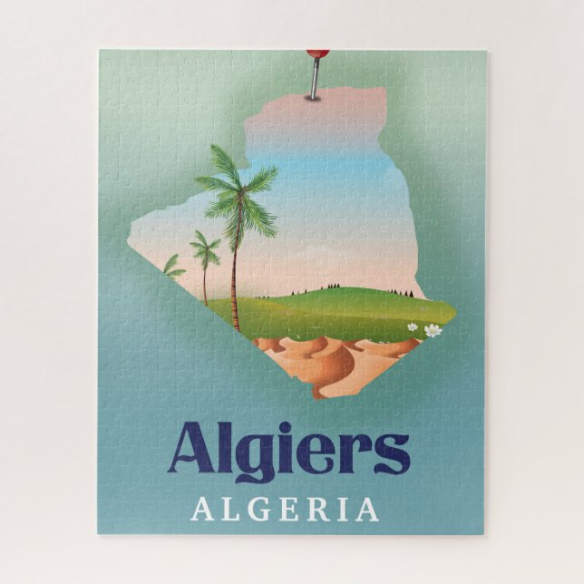 Algiers algerisches Fahrplakat Puzzle (Vertikal)