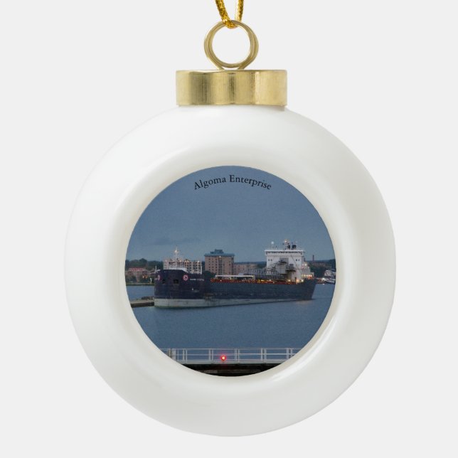 Algoma Enterprise Ball oder Snowflake-Ornament Keramik Kugel-Ornament (Vorderseite)